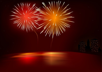 Red Fireworks - illustration with special lightning effects